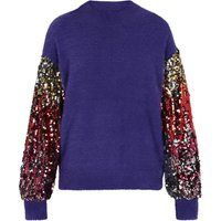 Flauschiger Strickpullover mit Paillettenbündchen
