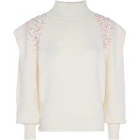 Faina Pullover mit Perlen Damen Wollweiß