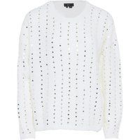 Faina Strickpullover mit Pailletten Damen Wollweiß