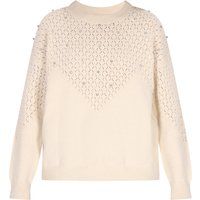 Gestrickter Pullover mit Lochmuster und Schmuck