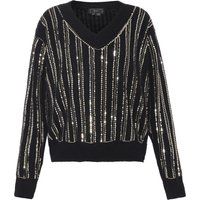 Strickpullover mit Pailletten und V-Ausschnitt