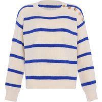 Gestreifter Strickpullover mit Knopfdetail
