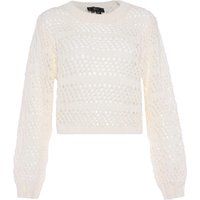 Kurzgeschnittener Pullover mit Rundhalsausschnitt und Strickmuster