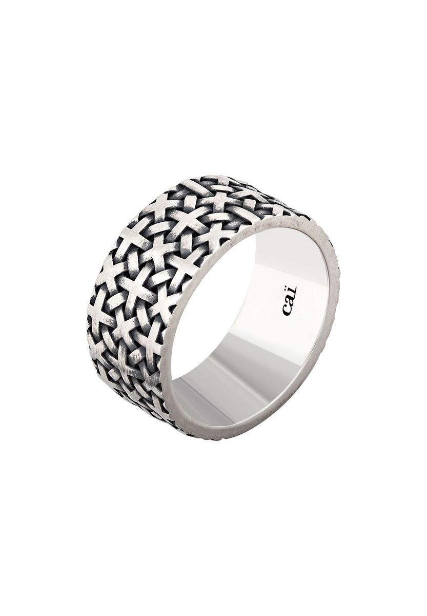 Herrenring aus Sterlingsilber mit Webmuster