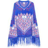 IZIA Poncho Frauen cremeweiß mehrfarbig