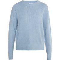 Gerippter Strickpullover mit Rundhalsausschnitt