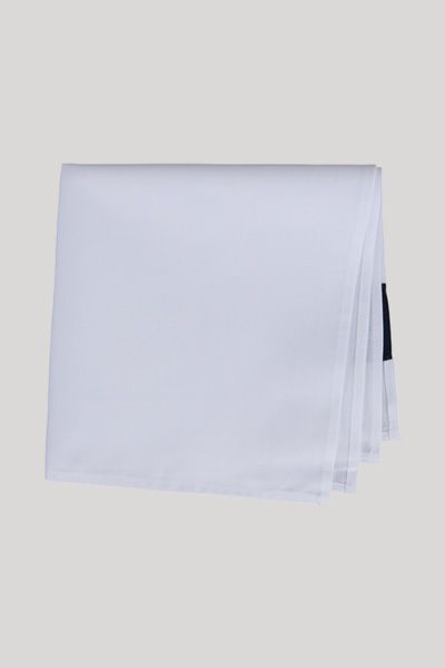 Einfarbiges weißes Einstecktuch aus Baumwollmischung mit Logodetail