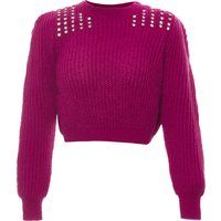 Kurz geschnittener Strickpullover mit Strass