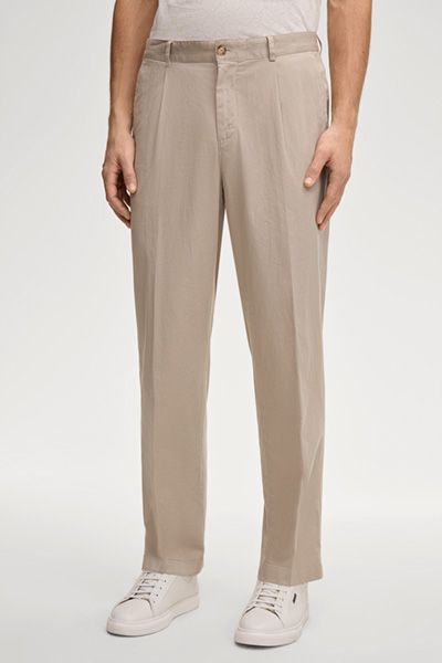 Joop! Lexter Beige Chino Hose Relaxed Fit Bundfalten Baumwollmischung