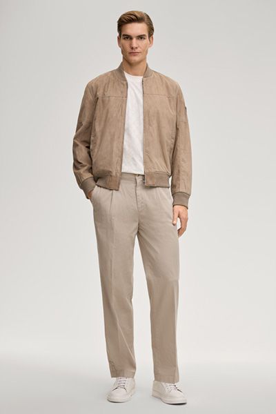 Joop! Lexter Beige Chino Hose Relaxed Fit Bundfalten Baumwollmischung