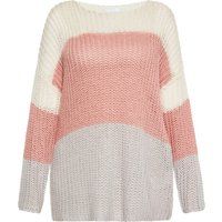 Farbblock-Strickpullover mit Streifen