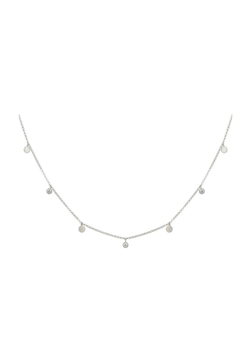 Zarte Silberplättchen und Kristall Halskette