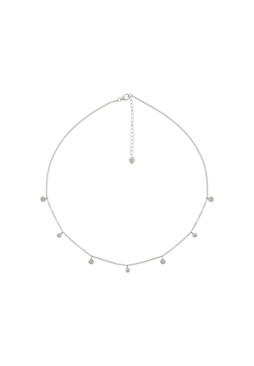 Zarte Silberplättchen und Kristall Halskette