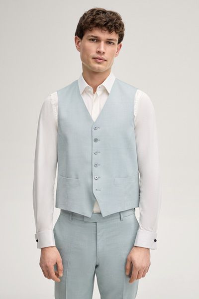 JOOP! Weazer Anzugweste Salbei V-Ausschnitt Viskose-Wollmischung