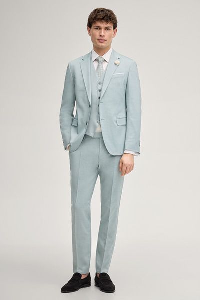 JOOP! Weazer Anzugweste Salbei V-Ausschnitt Viskose-Wollmischung