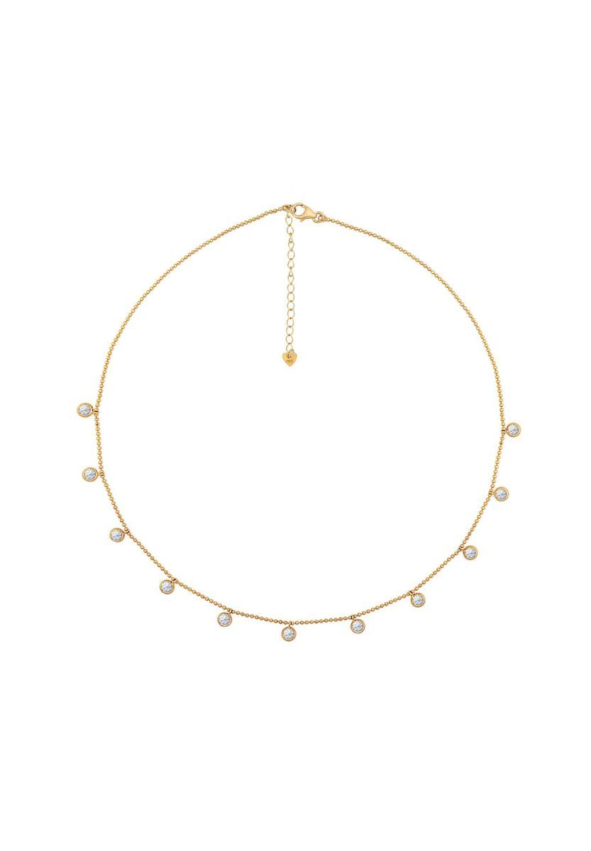 Zarte Goldkette mit Zirkonia-Anhängern