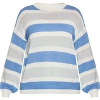 Gestreifter Strickpullover mit Ballonärmeln