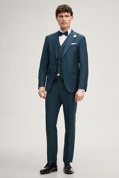 Joop! Petrolblaue gemusterte Paisley Anzugweste formelle Kleidung