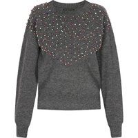 Verzierter Strickpullover mit Rundhalsausschnitt