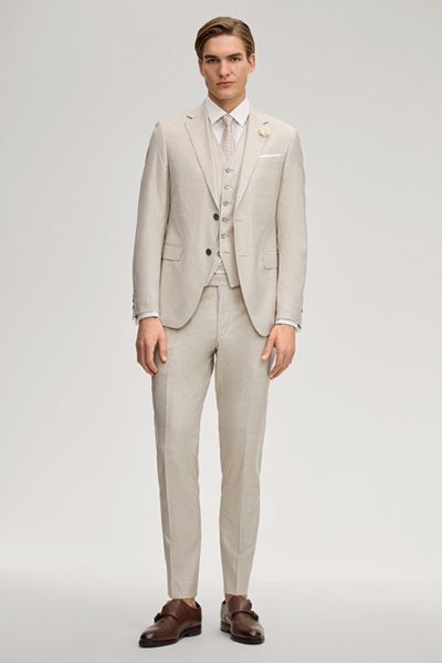 Business Anzugweste Weazer in Hellbeige Wollmischung