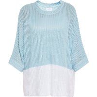 Zweifarbiger Strickpullover mit Dreiviertelärmeln