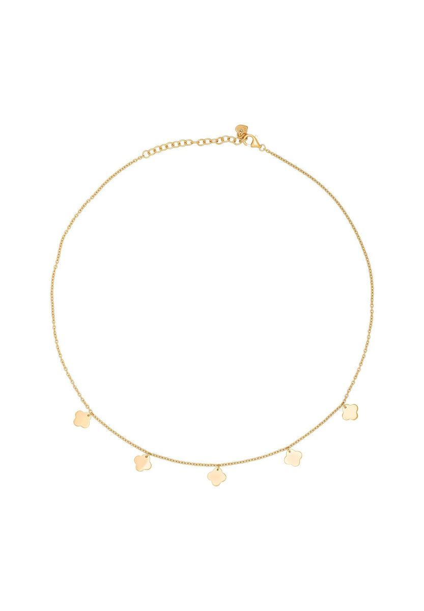 Zierliche Halskette mit Kleeblatt-Anhängern