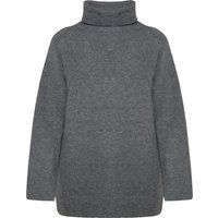 Grauer Rollkragenpullover Rippstrick