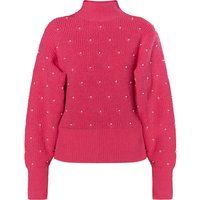Strickpullover mit Perlenbesatz und Rollkragen