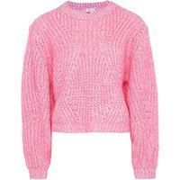 Kurzer, rosafarbener Strickpullover mit Textur