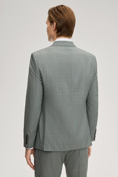 JOOP! Herby Salbeigrün Kariertes Wollsakko Slim Fit