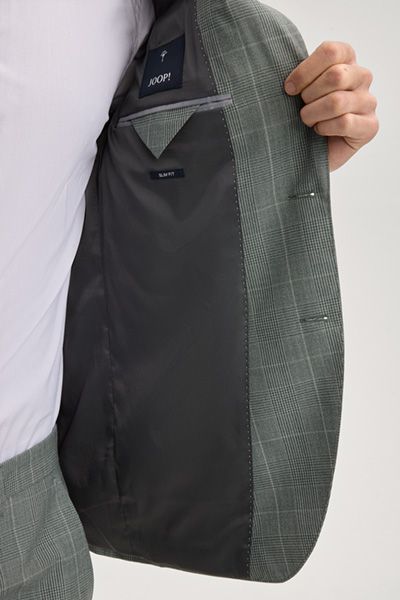 JOOP! Herby Salbeigrün Kariertes Wollsakko Slim Fit
