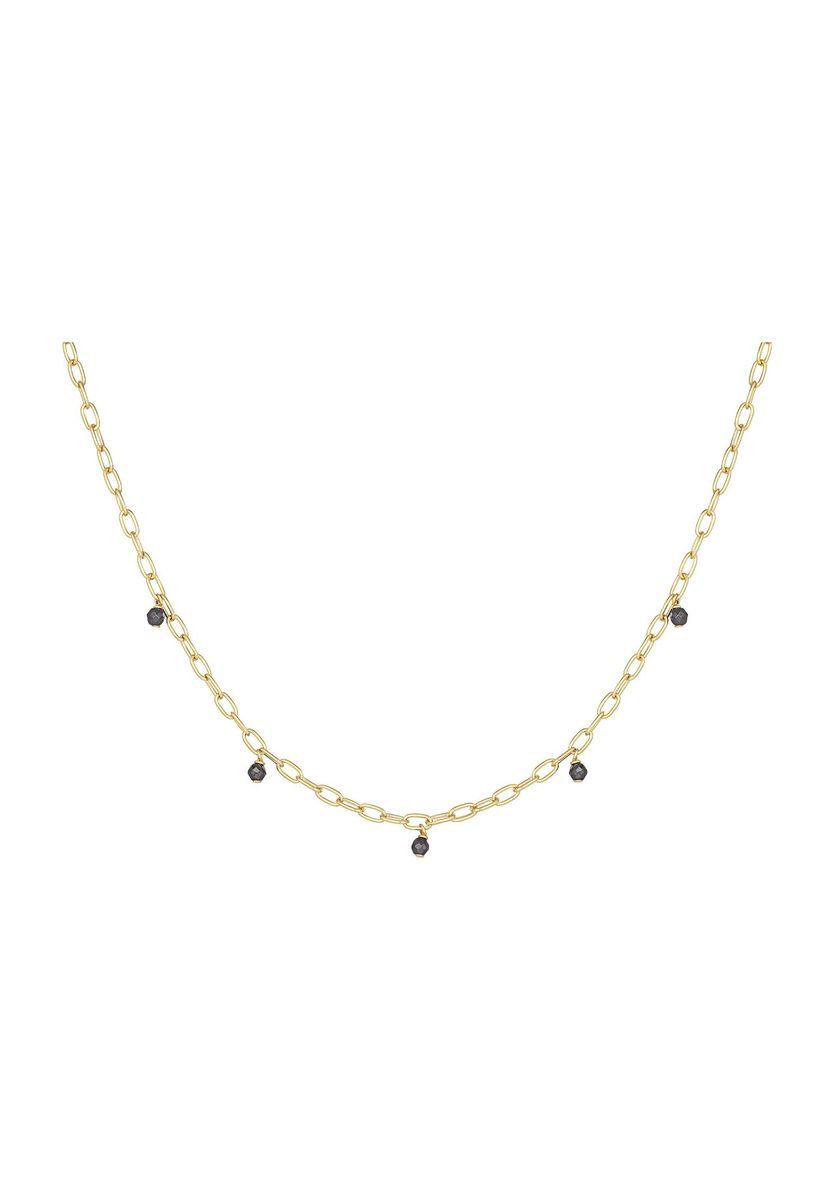 Zierliche Goldkette mit Hämatit-Perlen