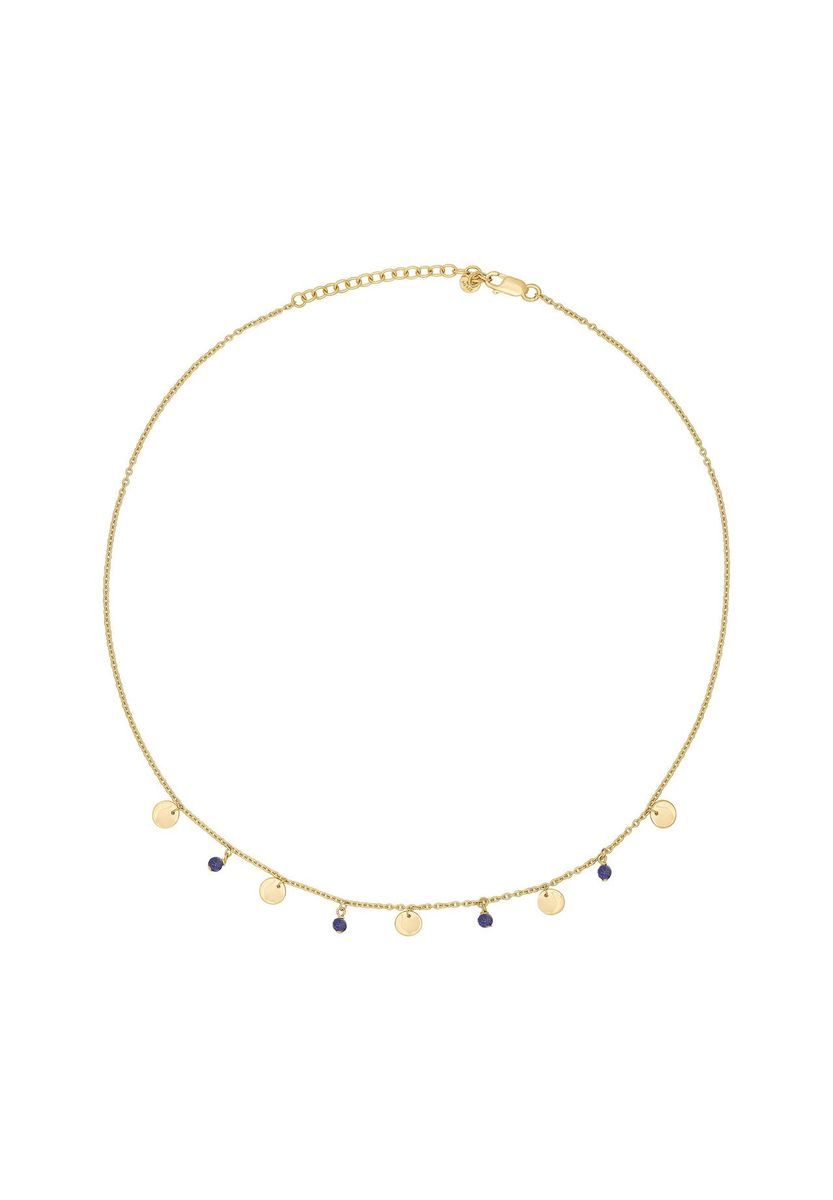 Zierliche Goldkette mit Lapislazuli-Perlen