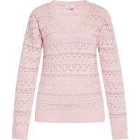 V-Ausschnitt Strickpullover mit Lochmuster