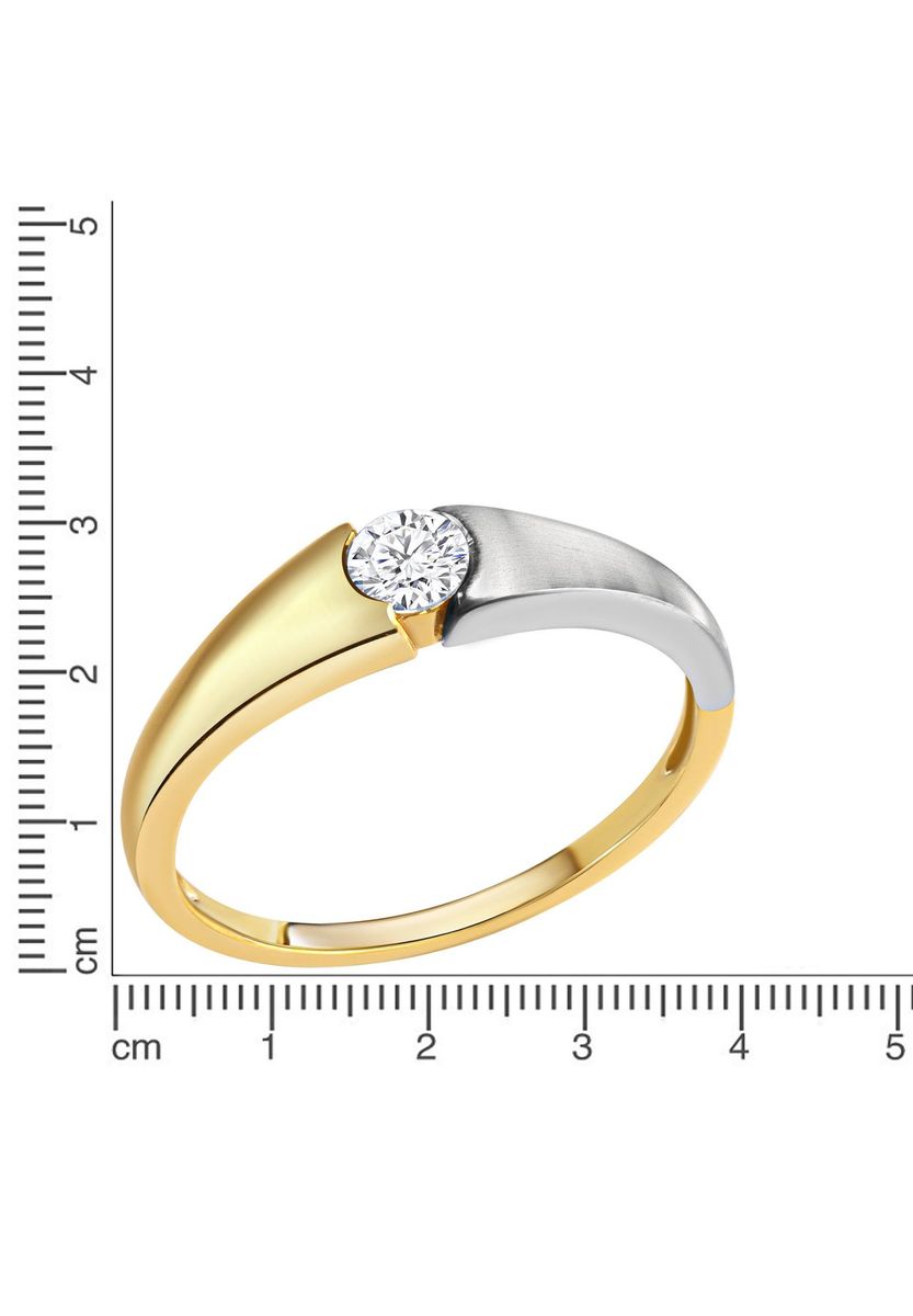 Zweifarbiger Goldring mit Zirkonia