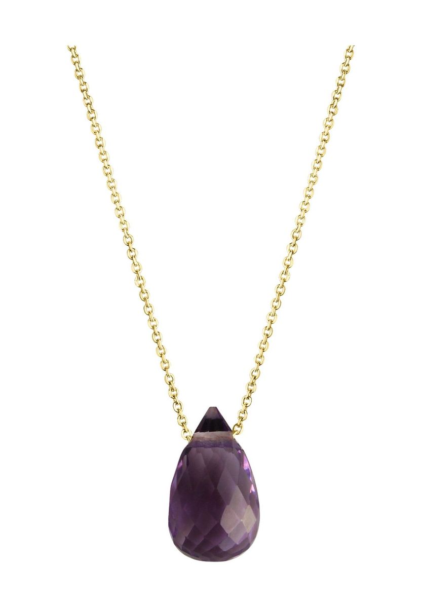 Amethyst Tropfen Anhänger Halskette Goldkette