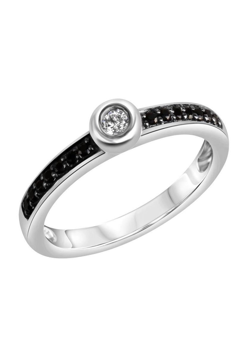 Sterling Silber Weiß & Schwarz Ring