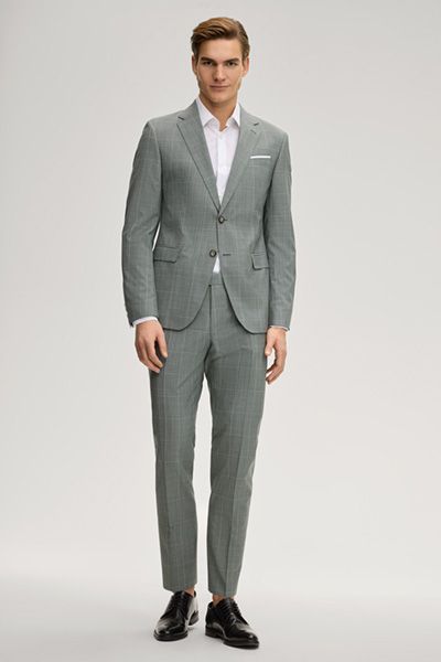 Baukasten Salbei kariert Anzughose Blayr reine Schurwolle moderne Passform