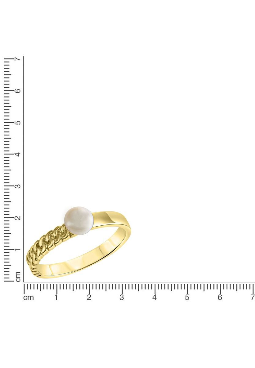 Goldener Perlenring mit geflochtenem Band