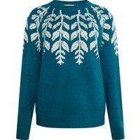 Floral Intarsia Strickpullover in Petrol