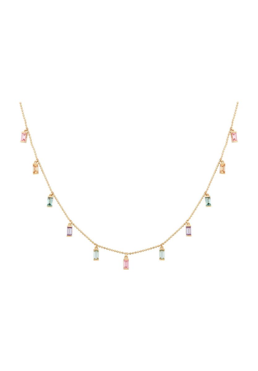 Feine Goldkette mit bunten Pastell-Anhängern