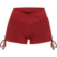 Rote, hochtaillierte Damen-Sportshorts