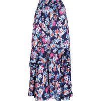 Maxi-Rock mit Blumenmuster und Stufen