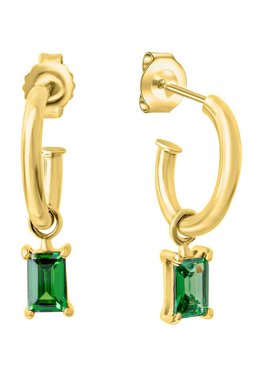 Goldene Creolen mit smaragdgrünem Zirkonia