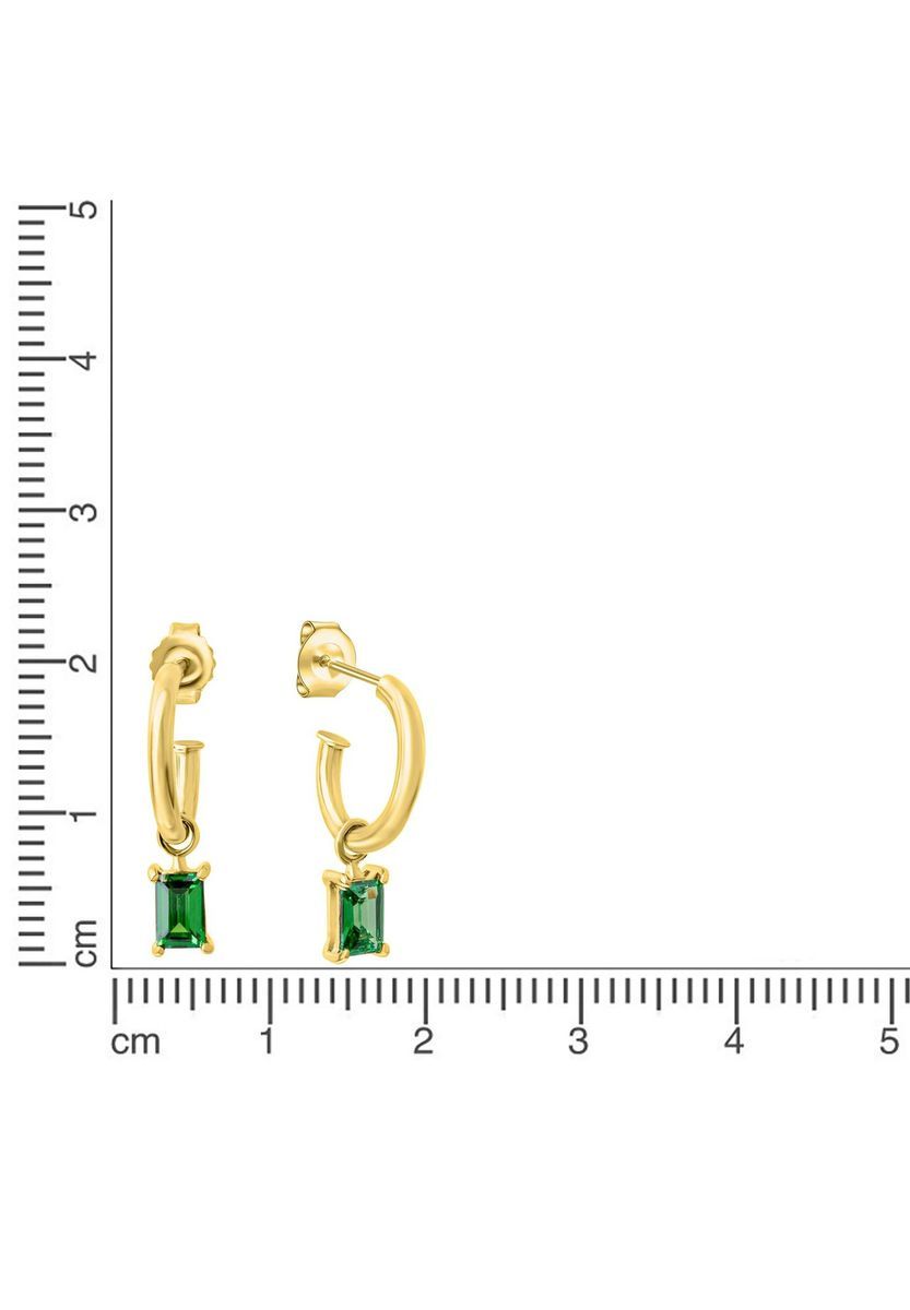 Goldene Creolen mit smaragdgrünem Zirkonia