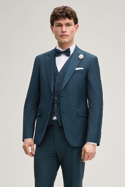 Joop! Hawker Petrol Hochzeitsanzug Sakko Revers Wollmischung