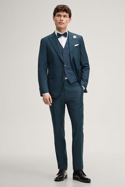 Joop! Hawker Petrol Hochzeitsanzug Sakko Revers Wollmischung