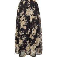 Maxi-Rock mit Blumenmuster und Stufen