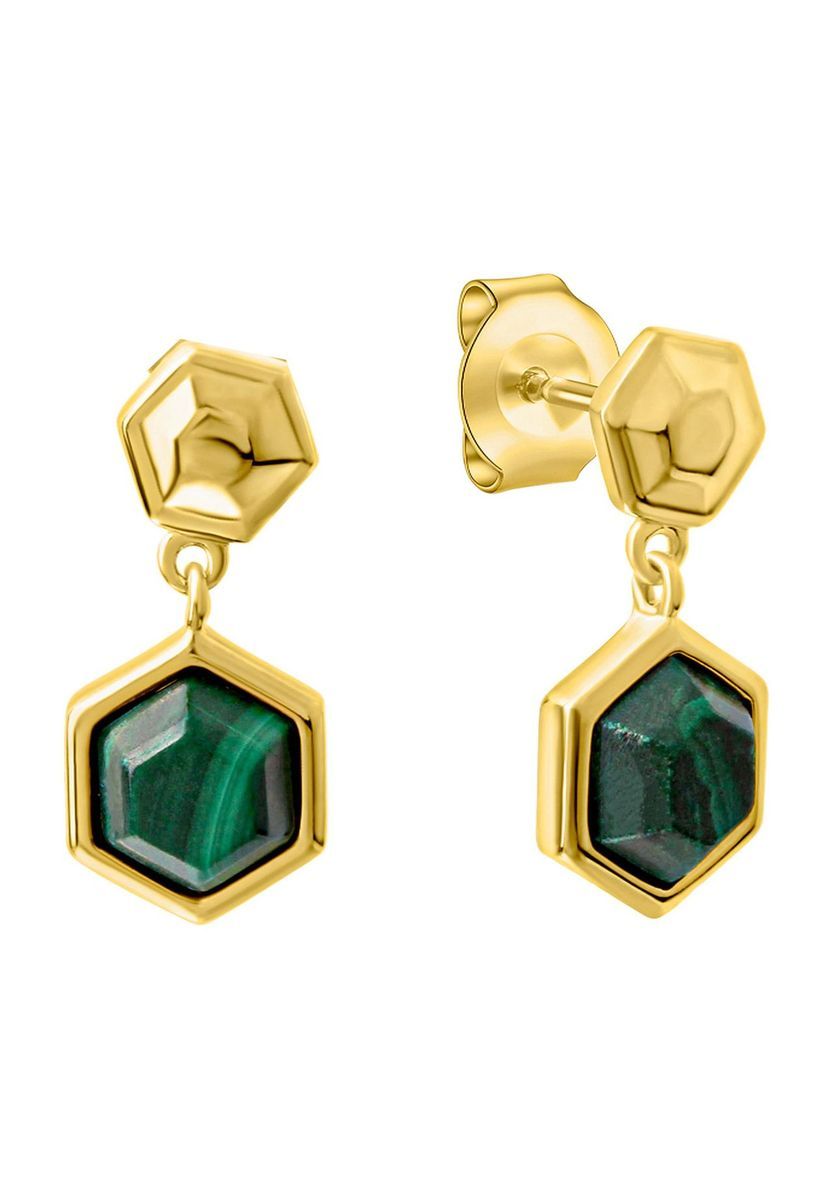 Geometrische Malachit Ohrhänger
