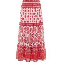 usha Gestufter Rock Damen Rot Mehrfarbig